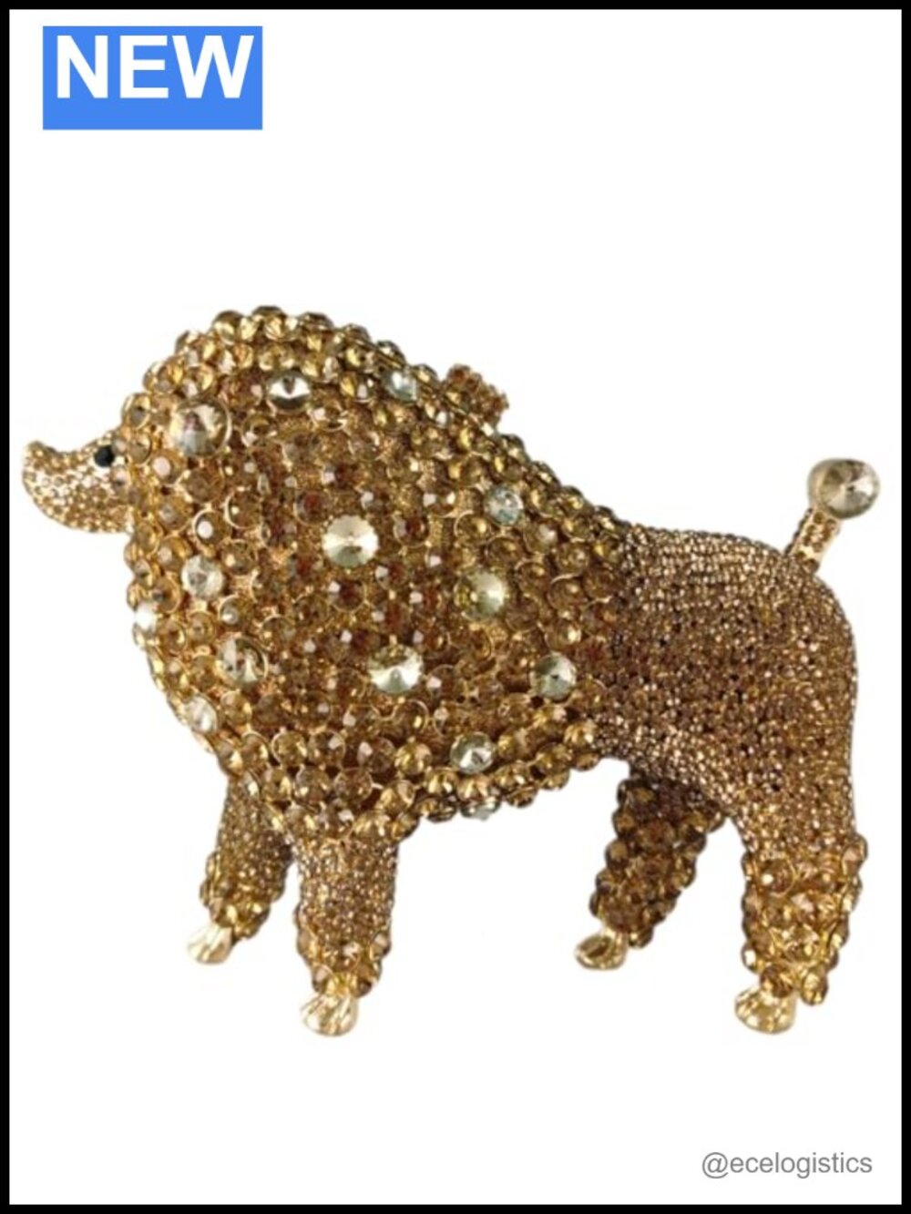 Crystal Poodle Clutch Evening Bag with Chain Strap Women's Party Purse